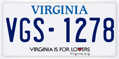 VA license plate VGS1278