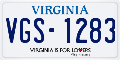 VA license plate VGS1283