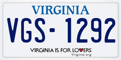 VA license plate VGS1292