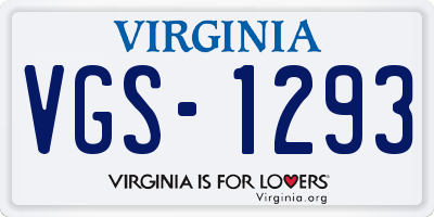 VA license plate VGS1293