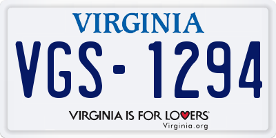 VA license plate VGS1294
