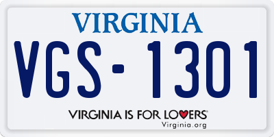 VA license plate VGS1301