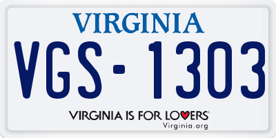 VA license plate VGS1303