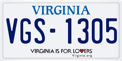 VA license plate VGS1305