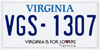 VA license plate VGS1307