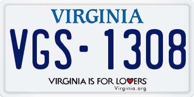 VA license plate VGS1308