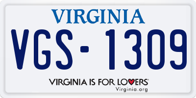 VA license plate VGS1309