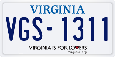 VA license plate VGS1311