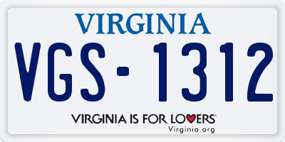 VA license plate VGS1312