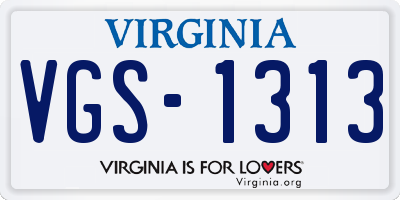 VA license plate VGS1313