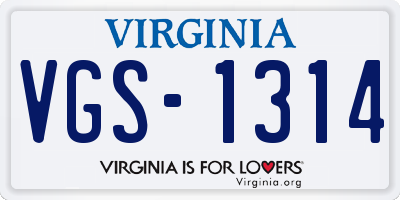 VA license plate VGS1314