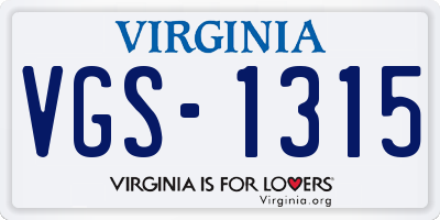 VA license plate VGS1315