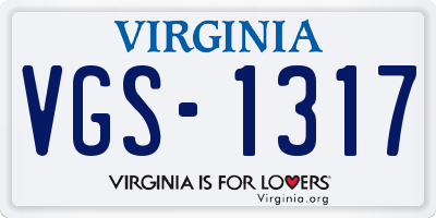 VA license plate VGS1317