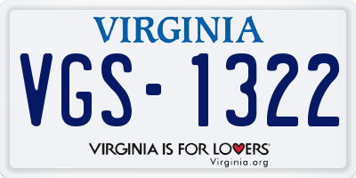 VA license plate VGS1322