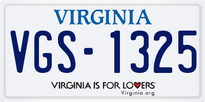 VA license plate VGS1325