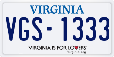 VA license plate VGS1333