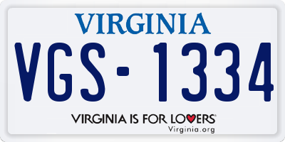 VA license plate VGS1334