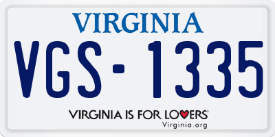 VA license plate VGS1335