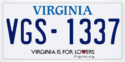 VA license plate VGS1337