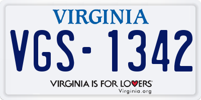 VA license plate VGS1342