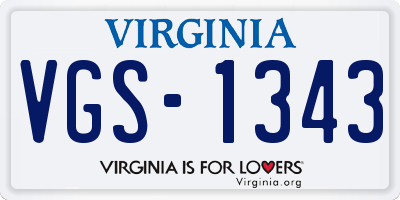 VA license plate VGS1343
