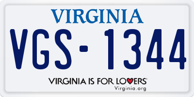 VA license plate VGS1344