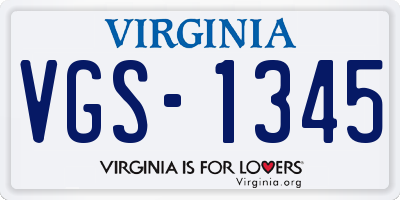 VA license plate VGS1345