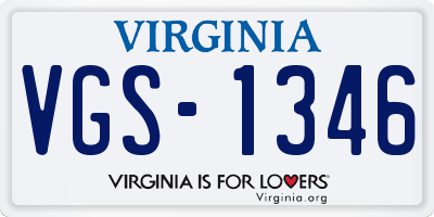 VA license plate VGS1346