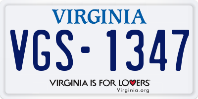 VA license plate VGS1347