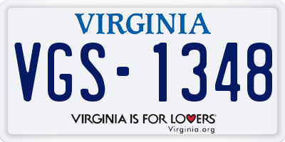 VA license plate VGS1348