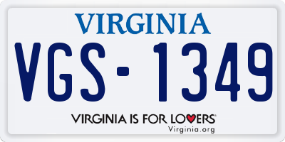 VA license plate VGS1349