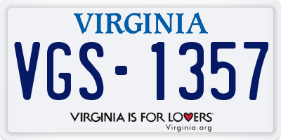 VA license plate VGS1357
