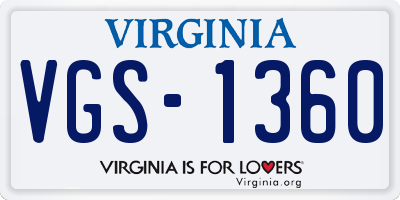 VA license plate VGS1360