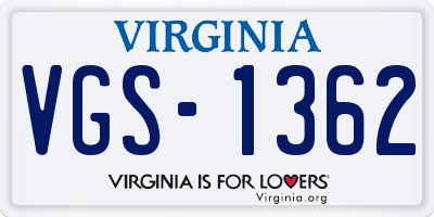 VA license plate VGS1362