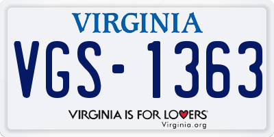 VA license plate VGS1363