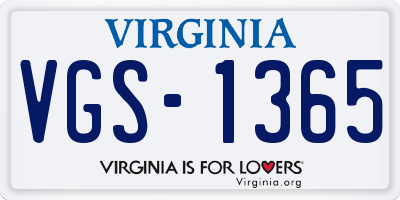 VA license plate VGS1365