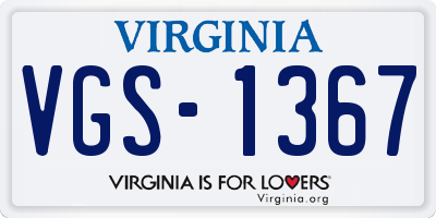 VA license plate VGS1367