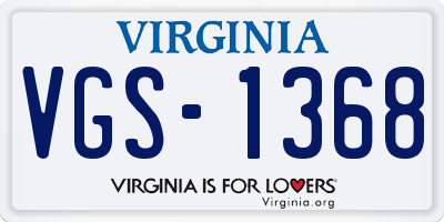 VA license plate VGS1368