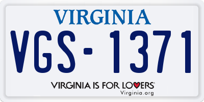 VA license plate VGS1371