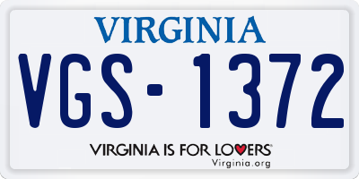 VA license plate VGS1372