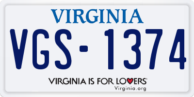 VA license plate VGS1374