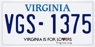 VA license plate VGS1375