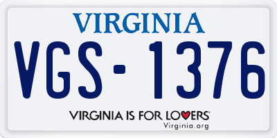 VA license plate VGS1376