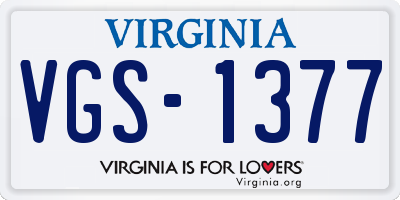 VA license plate VGS1377