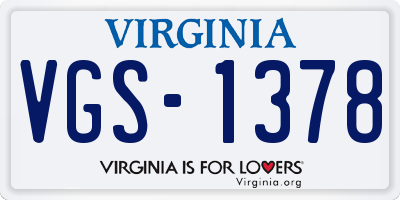 VA license plate VGS1378