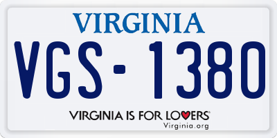 VA license plate VGS1380