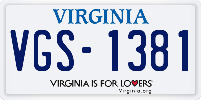 VA license plate VGS1381