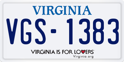 VA license plate VGS1383