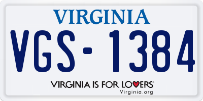 VA license plate VGS1384