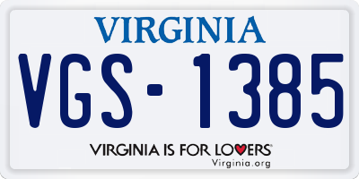 VA license plate VGS1385